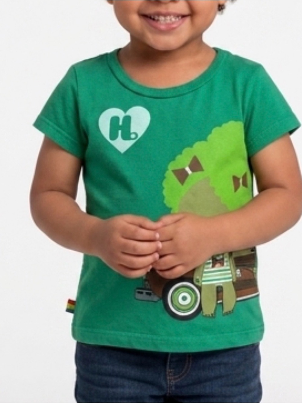 Vintage Harajuku Lovers Green Graphic Tee with Cartoon Girl 2T